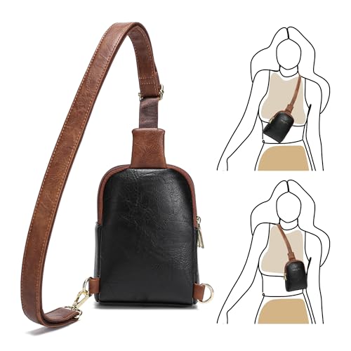 INICAT Women's Small Sling Bag, Lightweight Everyday Vegan Leather Crossbody Purse for Daily Essentials and Travel Light - color: Black Midnight, size: Small
