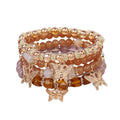 LOTSOF Boho Flower Beaded Bracelet Set for Women - Multilayer Crystal & Flower Charm Stackable Bracelets, Fashion Jewelry Gift for Her - color: Coffee Butterfly