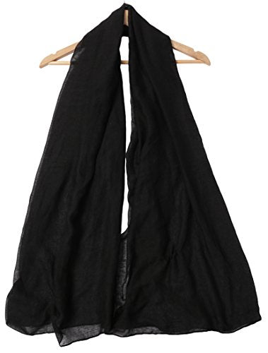 woogwin Women's Cotton Scarves Lady Light Soft Fashion Solid Scarf Wrap Shawl - color: Black