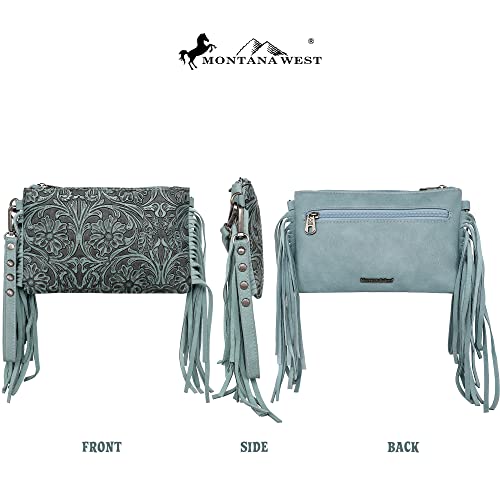 Montana West Western Purse for Women Crossbody Bag Wristlet Clutch Purse - color: A3turquoise