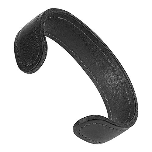 Mens Genuine Leather Bracelet - Handmade Adjustable Leather Cuff Bracelet punk Style leather wrap Wristband for Men - color: C-Cuff Black