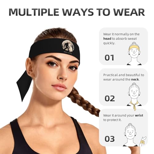 Sports Head Tie Westie Dogs Beach Summer Tropical Tie Sweatband Headband Men Women Elastic Bandana Adjustable Non-Slip Moisture Wicking for Running Football Yoga Workout Athletic Hair Ninja Head Band - color: Funny Bigfoot Sasquatch Full Moon