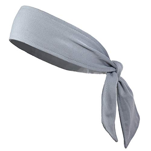 Headbands Tie on Headband for Women Men Running Athletic Hair Head Band Elastic Sports Sweat Basketball Sweatband Stetchy Yoga Workout Sweatbands Adjustable Non-Slip Moisture Wicking - color: gray