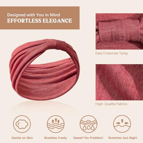 Awumbuk Wide Headbands for Women Knotted No Slip Head Bands Soft Turban Headband Hair Accessories Boho African Solid Color Head Wraps for Women Yoga Workout (Dark grey) - color: Dark grey