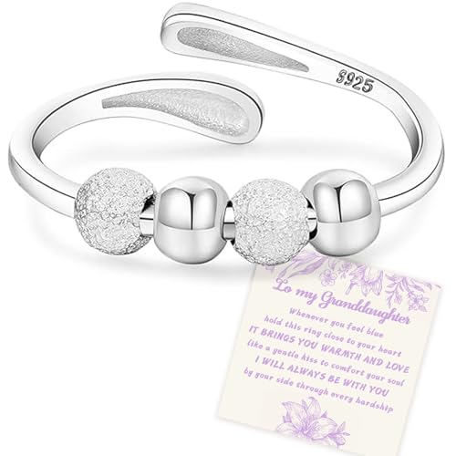 Senteria Anxiety Rings for Women Sterling Silver Rings Adjustable Stress Spinner Rings with Beads Fidget Rings for Anxiety Women - color: S925 ring-Style 1 granddaughter