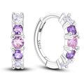 Earrings for Women 925 Sterling Silver Hoop Earring Colorful Cute Fashion Hoop Earrings Graduation Birthday Jewelry Gifts for Women - color: Purple