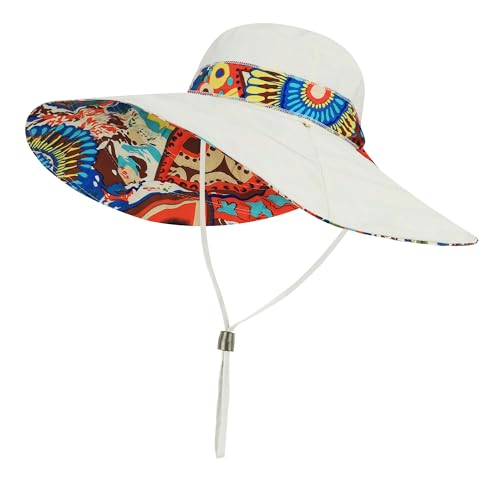 Women's Foldable Floppy Sun Hats Reversible Vacation Beach Cap Summer Wide Brim UPF 50+ Travel Fishing Bucket Hat - color: Beige