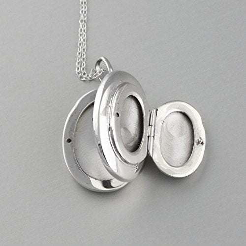 FashionJunkie4Life Sterling Silver Oval Locket Necklaces for Women, 18" Cable Chain - style: Double Layered