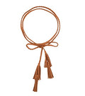 TeeYee Women Girls Multi Colors Braided Waist Tie Belt/Rope/Chain with Tassel Fringe Wrap Cloth Belts for Ladies Dress Pants - color: Tan