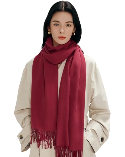 maamgic Women's Winter Scarf Soft Warm Scarf for Women Cozy Shawl Wraps for Women Lightweight Pashmina Style Wrap - color: Solid Burgundy