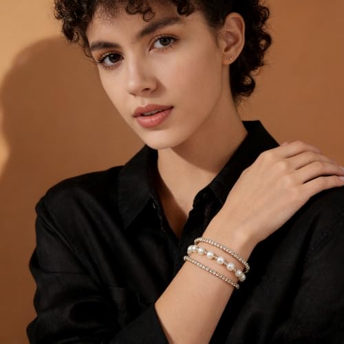 Suyi Rhinestone Bracelet Multilayer Gold Cuff Bracelet for Women Crystal Braidal Bracelets - color: Gold 7