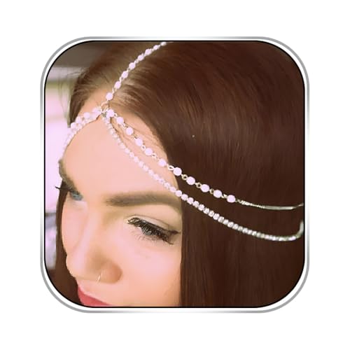 Boho Pearl Head Chain Vintage Crystal Headpieces Wedding Rhinestone Hair Jewelry Party Festival Hair Accessories for Women and Girls (Gold) - color: Gold
