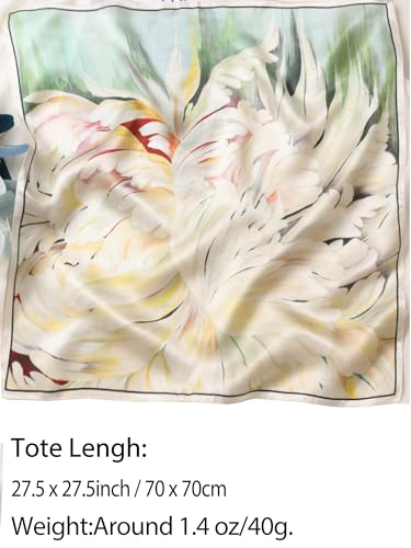 Silky Scarf for Women Lightweight Satin Bandanas Neck Hair Wrap For Sleeping Head Scarves 27.5" - color: A11 Light Petals/27.5"