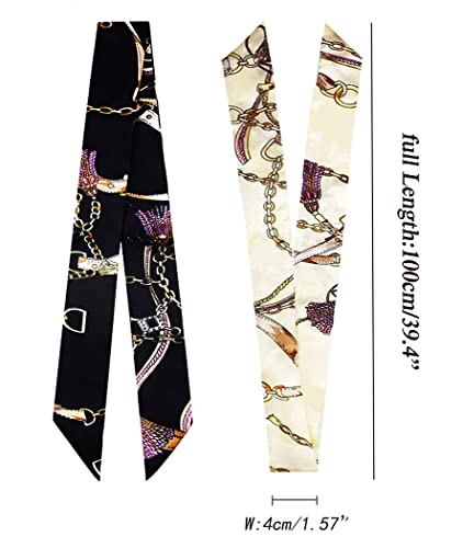 kcctoo 2/6/10Pack Scarf Bags for Women Handbag Scarfs Band Hair Neck Scarves Fashion Gifts - color: 2pcs White Black