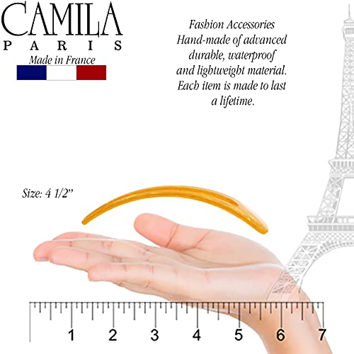 Camila Paris CP3166 French Twist Stick Clip Pins, Orange, Wavy Hair Pin U-Shaped Hair Fork for Girls Spiral Updo Chignon Bun Holder, Fashion Flexible Styling Hair Accessories for Women, Made in France - color: 2-Prong Orange