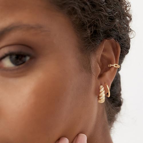 MYEARS Women Earrings Gold Huggie Hoop 14K Small Simple Hypoallergenic Everyday Jewelry - style: Basic