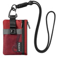 VULKIT Small Minimalist Wallet for Women and Men RFID Blocking, Zipper Coin Pouch with ID Window and Keychain, Water Resistant Travel Lanyard Wallet Red - color: Red