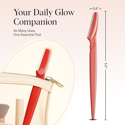 Kitsch Dermaplane Razor for Women Face – Face Razors for Women & Men, Eye Brow Razors & Face Shaver – Exfoliating Facial Razor & Dermaplaner as Skin Care Tool for Smoother Skin - Coral, 6 pcs - color: Coral, size: 1 Count (Pack of 6)