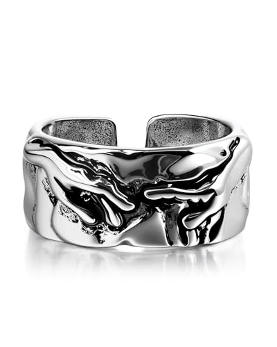 Silver Ring - Vintage Art Adjustable Open Ring, Unisex Finger Jewelry for Men & Women