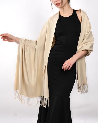 FURTALK Pashmina Shawl Wraps for Women Evening Dresses Blanket Scarves Fashion Scarf Wedding Gifts - color: Light Khaki