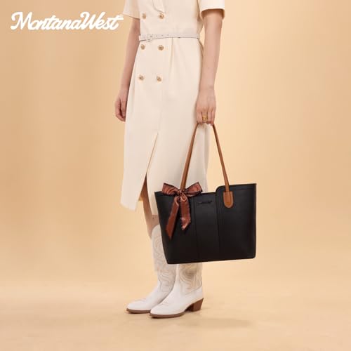 Montana West Tote Bags for Women Top Handle Satchel Purses - color: Jet Black