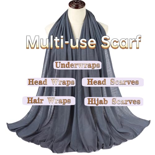 Head Wraps for Black Women, Breathable Headwrap Soft Long Hair Wraps Wide Headscarves for Locs Braids - color: Dark Gray