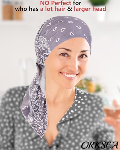 Chemo Headwear for Women Pre-Tied Head Scarf Headwraps Soft Turbans Cancer Hats Chemo Beanie Coverings Scarves - color: Grey Nuts