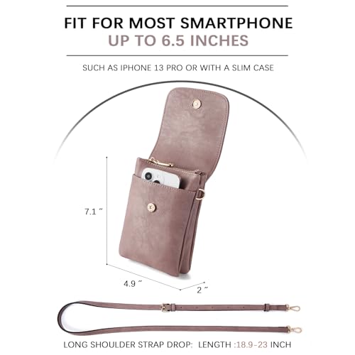 BOSTANTEN Vegan Leather Crossbody Bags for Women Designer Cell Phone Bag Wallet Purses Adjustable Strap - color: A-06-purple Lavender
