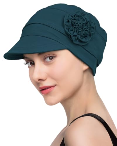 Hachapy Soft Newsboy Cap for Women Slip on Headwear Summer - color: Dark Green