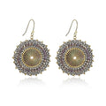 Colorful Bead Earrings For Women Summer Beach Handmade Bead Earrings Bohemia Hoop Dangle Earring For women - color: Grey