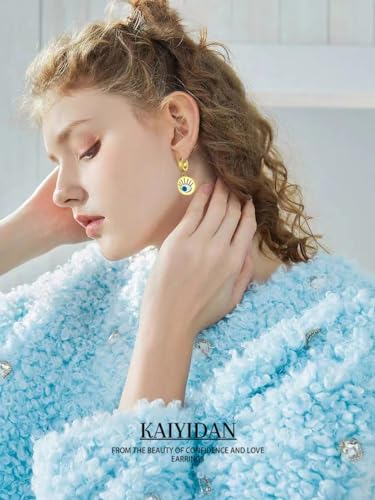 Silver/Gold Boho Dangle Statement Earrings for Women Trendy,Handmade Vintage Dainty Cute Long Drop Summer Earrings,fashion Accessories Jewelry Gifts - color: A21 Gold Evil eye ball shaped