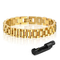 MPRAINBOW 2pcs 18K Gold Plated Chain Link Bracelet, Stainless Steel Crystal Friendship Bracelets Bangle,Watch Band Chains Wristband Jewelry with Adjust Tool - color: Gold-18cm