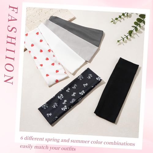 QIUTIMIY Headbands for Women Non Slip - 6 Pack Soft Stretchy Cotton Hair Bands for Women’s Hair – Fashion Sports Headbands for Yoga, Workout, Running, Gym, Daily Wear（Style 6） - color: Style 6
