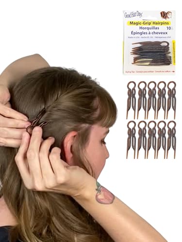 Magic-Grip Hair Pins Set of 10 by Good Hair Days Color: Shell - color: Tortoise Shell Brown, size: Set of 10