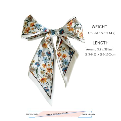 Hair Head Neck Bag Long Scarf Versatile Wrap for Women Soft & Lightweight for Everyday Chic - color: 42 Daisy Flower Beige 3.7 X 38 Inch