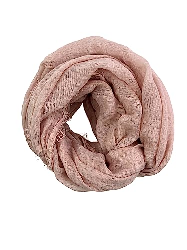 Humble Hilo Womens Woven Bohemian Style Gauze Scarf,Shawl, Head Wrap Fringed Edge Lightweight, Long Folds Small - color: Dusty Pink