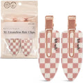 Kitsch Creaseless Hair Clips for Women - No Crease, No Bend Hair Clips for Styling, Bangs, Makeup Application, Face Wash | Recycled Acrylic - Checkered Terracotta | Ideal Gifts for Women, 2pcs - color: Terracotta Checkered