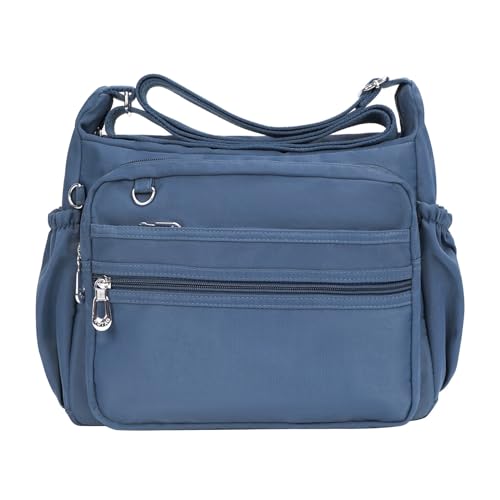 NOTAG Crossbody Bag for Women Waterproof Shoulder Bag Messenger Bag Casual Nylon Purse Handbag - color: Lightblue-l