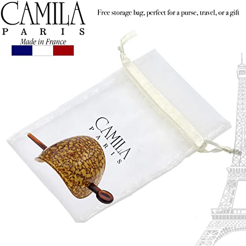 Camila Paris CP3340 French Hair Barrette with Stick, Hair Ponytail Holders, Amber, Slide Hair Pins for Buns Chignon, Strong Hold Hair Bun Clip, No Slip Hair Accessories for Women, Made in France - color: Amber