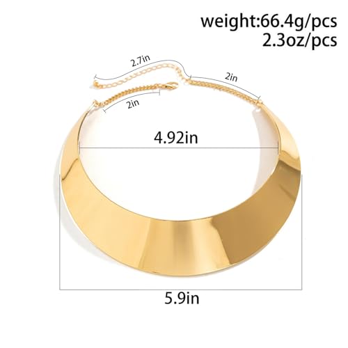 Chunky Chain Necklaces Women Statement Collar Necklace Gold Flat Snake Chain Choker Ribbed Design for Party, Dress Jewelry Gifts - color: A9