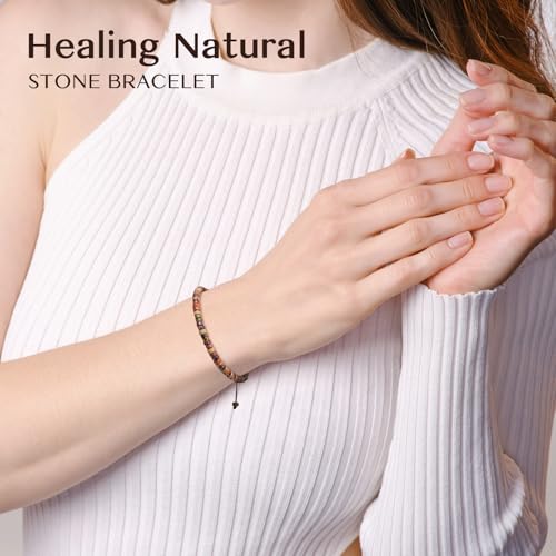 Inspirational Gifts Bracelets for Women: Mothers Day Birthday Gifts for Mom Women Friends Sister - Healing Natural Stone Beads Bracelets Thinking of you Get Well Soon Gift for Women - color: A-H Jasper Stone-Best Friend