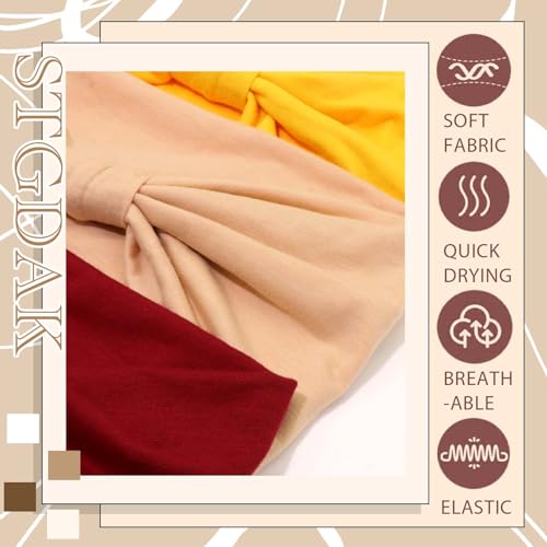 Head Bands For Women's Hair Band Wide Headband Red Yellow Khaki Head Wraps Non Slip Turban Knotted Sweatband Stretchy Headband For Women Girls Fashion Hair Accessories 3 Pcs - color: Style 151