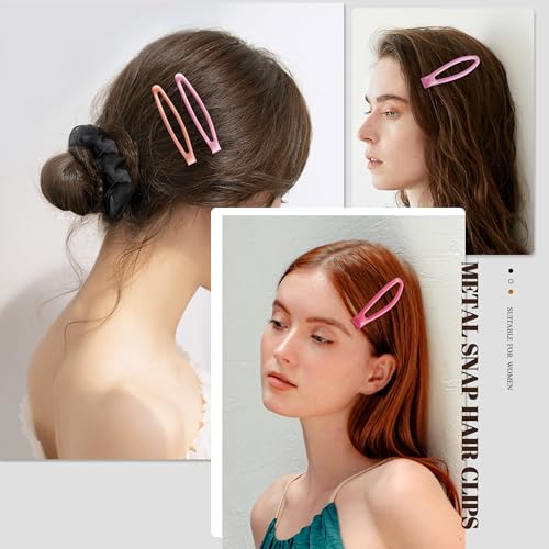 16 PCS Snap Hair Clips Metal Barrettes for Women Non Slip Barrettes for Thick and Thin Fine Hair,Bright Multiple Red,2.36 x 0.43 Inches. - color: Bright Multiple Red