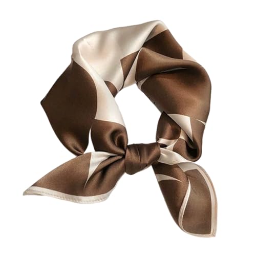 Aufeel Women's 100% Pure Mulberry Silk Small Square Scarf - Neckerchief Women - Silk Headscarf - 21" x 21" - color: Brown Dot
