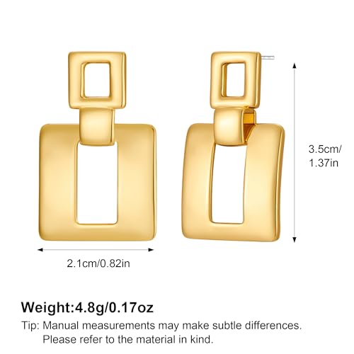 MUYAN Gold Silver Geometric Drop Dangle Earrings for Women Brushed Link Square Dangle Earrings Trendy Jewelry - color: C Gold