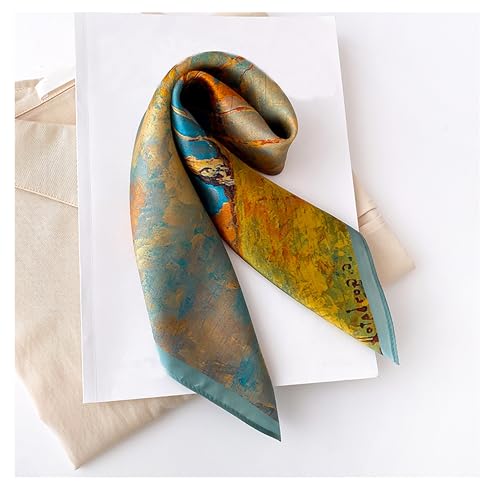 Aufeel Women's 100% Pure Mulberry Silk Small Square Scarf - Neckerchief Women - Silk Headscarf - 21" x 21" - color: Golden Tree