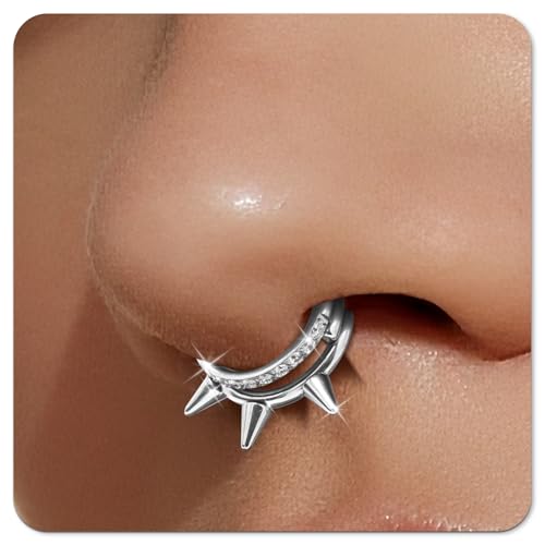 Small Cartilage Double/Triple-Hoop Helix Conch Piercing Earrings With Cubic Zirconia For Women Trendy 14K Gold Plated Titanium Surgical Stainless Steel Sets Nose Rings Hoops Septum Rings - color: Silver, style: D-4Pairs-16Gauge-Double CZ hoop
