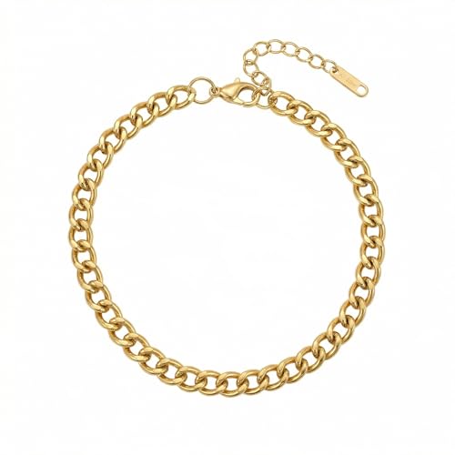 Dainty Ankle Bracelets for Women 18K Gold Plated Satellite Beaded Herringbone Lip Chain Anklets Simple Minimalist Summer Beach Foot Jewelry Christmas Gifts - color: Cuban-Gold