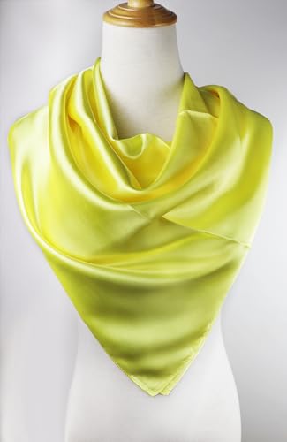 vabovin Satin Head Scarf for Women Solid Color, 35×35 in | Silk Feel Neckerchief, Hair Scarf, Fashion Bandana, Headscarf, Headband, Hair Wrap Sleeping, Daily Fashion Styling - color: 233 Sulfur Yellow