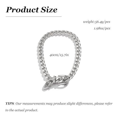 Chunky Chain Necklaces Women Statement Collar Necklace Gold Flat Snake Chain Choker Ribbed Design for Party, Dress Jewelry Gifts - color: B5:Silver Necklace